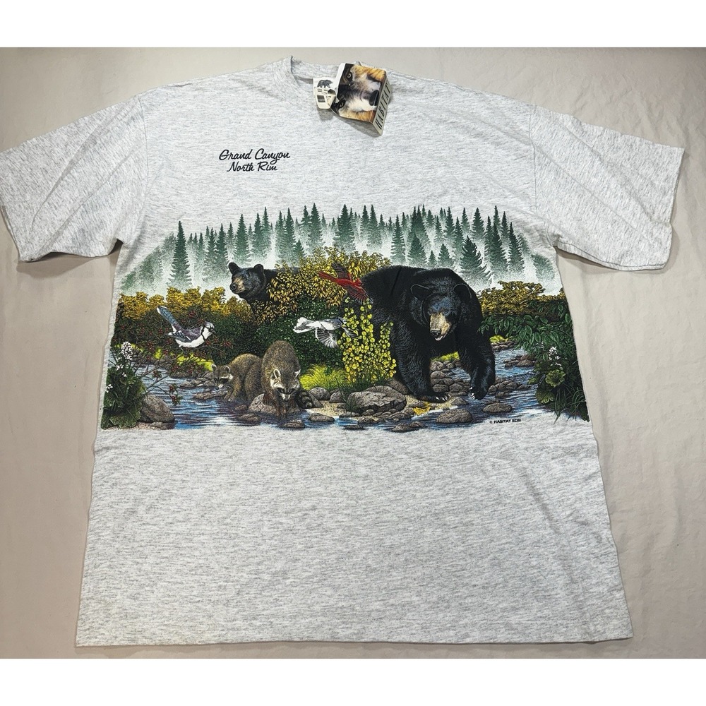 Vintage 90s Grand Canyon Wildlife Nature Animal Print Front/Back Shirt XL NWT